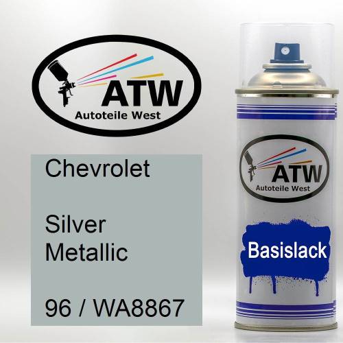 Chevrolet, Silver Metallic, 96 / WA8867: 400ml Sprühdose, von ATW Autoteile West.